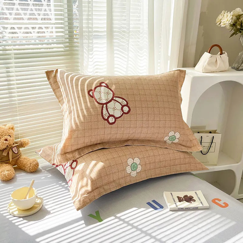 Inspirational Bear 100% Cotton Pillowcase Set (Pack of 2) - Breathable Standard Size 48x74cm Pure Cotton Pillow Covers