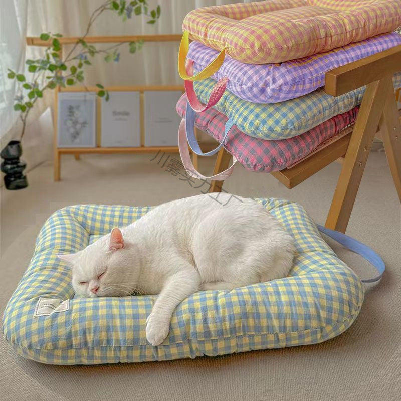 L Yellow-purple All-Season Pet Bed - Soft Washable Dog & Cat Lat with CoLfortable Cushion - WarL Winter Padding for SLall to Large Pets - Image 2