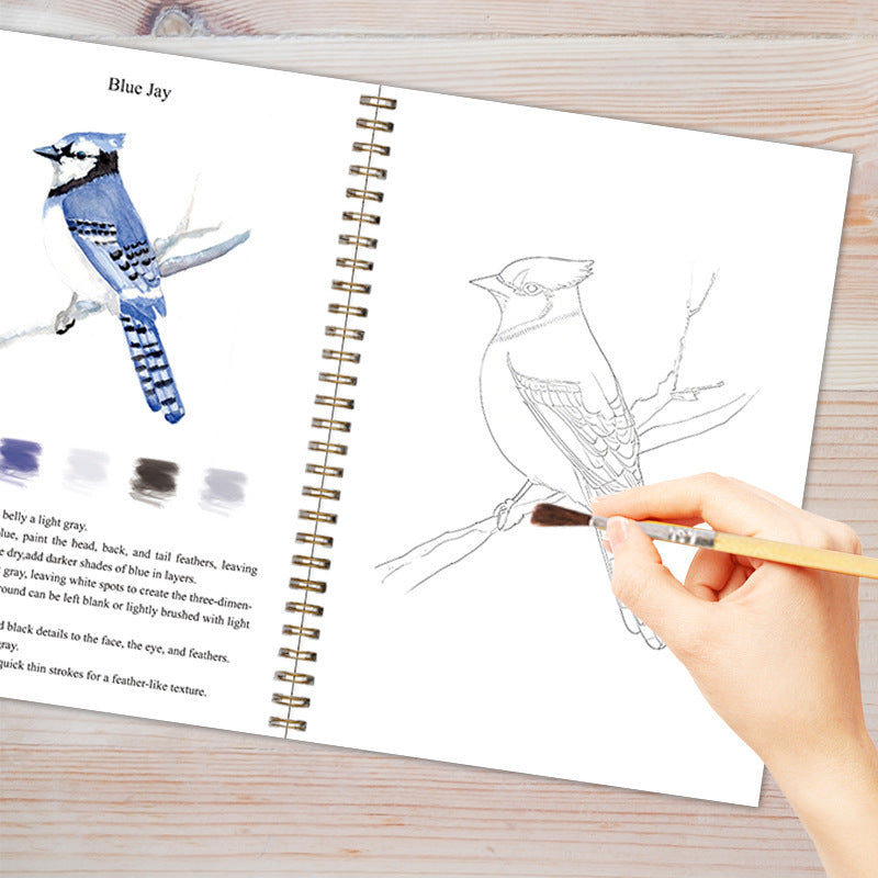 Bird 2-Pack Watercolor Painting Set - Premium Bird-Themed Coloring Books with Watercolor Paints (22.86×16.51cm) - Artist-Grade Workbook Kit - Image 2