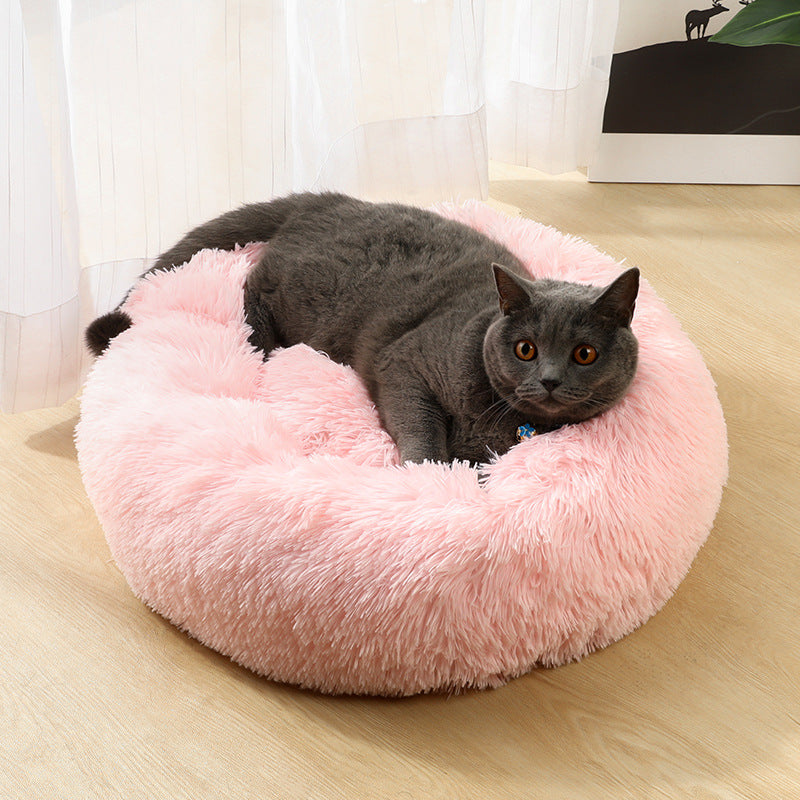 Black-white 50cm Cozy Round Pet Bed - Plush Cat & Dog Bed with Non-Slip Base, Machine Washable - Image 2
