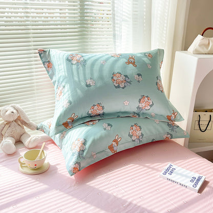Yu Beauty - Blue 100% Cotton Pillowcase Set (Pack of 2) - Breathable Standard Size 48x74cm Pure Cotton Pillow Covers