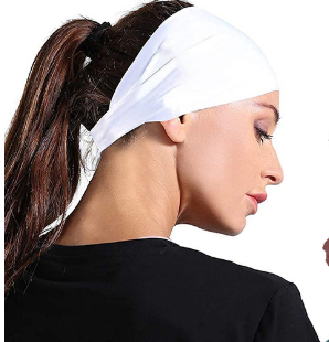 Camouflage Blue 5-Pack Wide Sports Headbands for Women - Non-Slip Yoga Headwraps with Sweat-Wicking Fabric (88% Nylon+12% Spandex) - Image 2