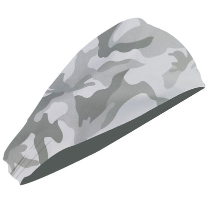 Camouflage Beige 5-Pack Wide Sports Headbands for Women - Non-Slip Yoga Headwraps with Sweat-Wicking Fabric (88% Nylon+12% Spandex)