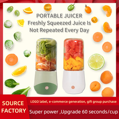 Green Compact Portable Blender - USB Rechargeable Mini Juicer Cup with 4 Blades - Image 2
