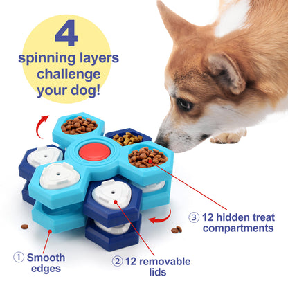 2Pcs Interactive Dog Puzzle Toy - 4 Spinning Layers Treat Dispensing Feeder for Mental Stimulation - Image 3