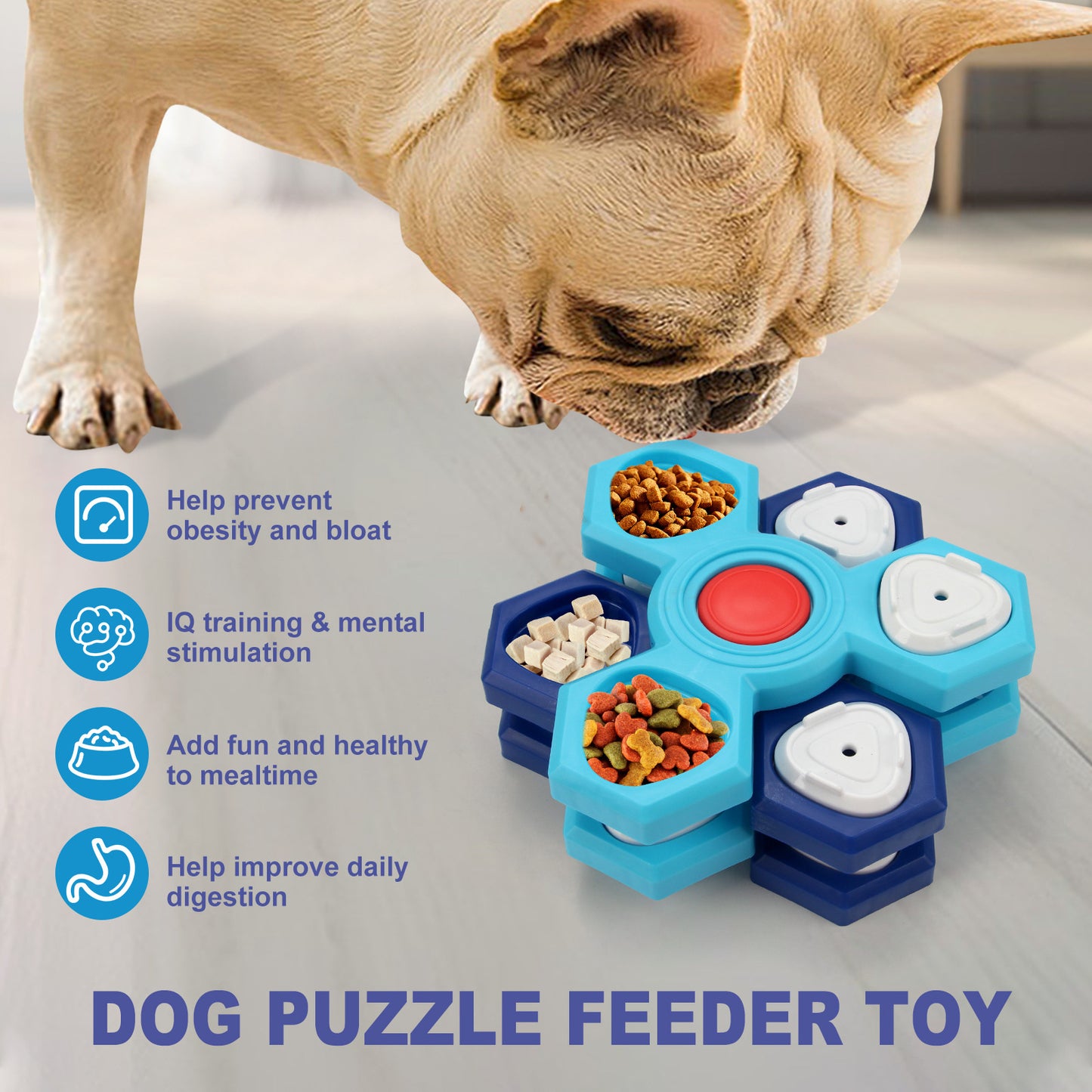 2Pcs Interactive Dog Puzzle Toy - 4 Spinning Layers Treat Dispensing Feeder for Mental Stimulation - Image 4