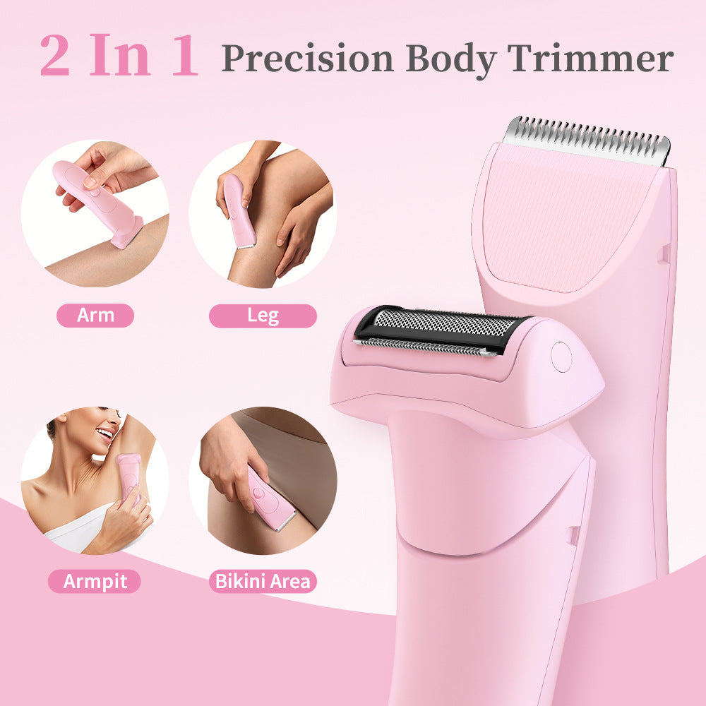 Pink 2-in Women's Electric Body & Bikini Trimmer Kit - Painless Ultra-Close Shaver - Image 2