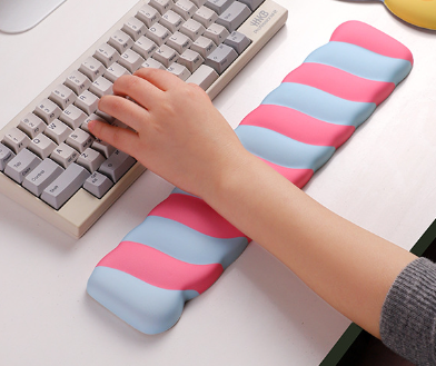 Blue 2PCS Ergonomic Wavy Keyboard Wrist Rest - Comfortable Typing Support Cushion - Image 2