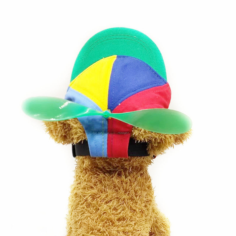 S Red Pet Baseball Cap with Spinning Propeller - Colorful Fun Design - See Details for Sizing - Image 3