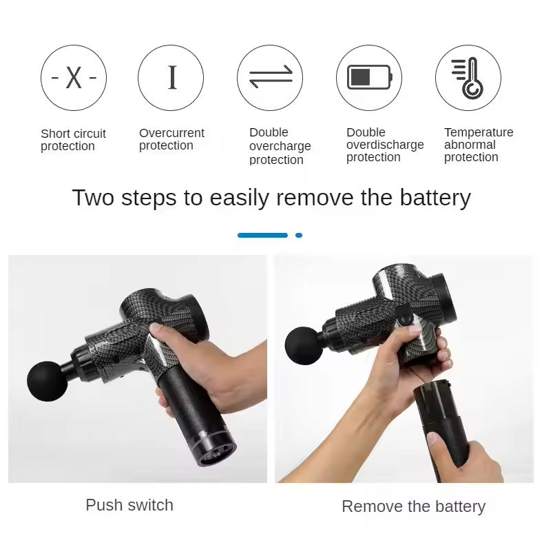 Black Deep Tissue Percussion Massage Gun - 30 Speeds, 6 Heads, Type-C Charging - Image 2
