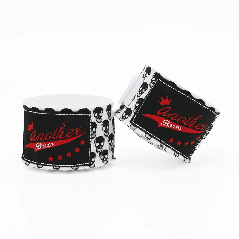 Small White Head Pro Grade 5m Boxing Hand Wraps - Printed Elastic Bandages for Training & Combat Sports (1 Pair)