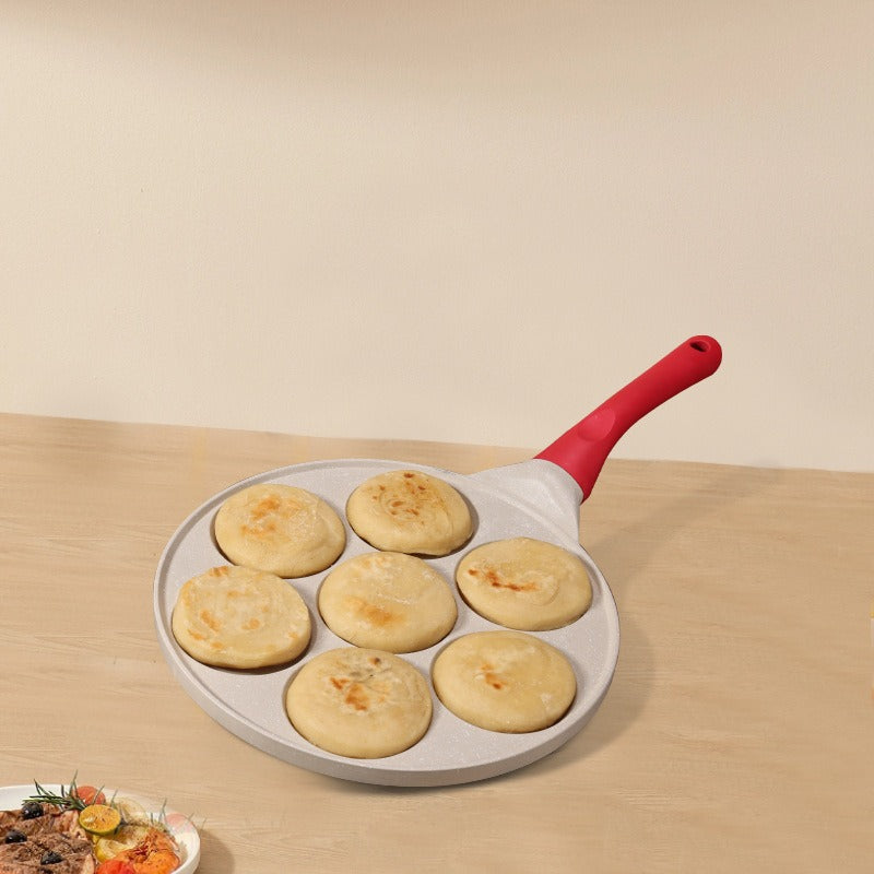 Black Waffle + Black Handle (Gas Model) Non-Stick Pancake Pan - 7-Hole Fun Shapes Breakfast Griddle (27cm) - Image 2