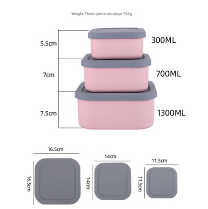 Purple 3-Piece Stackable Silicone Food Storage Container Set - Microwave Safe Lunch Boxes (300/700/1300ml) - Image 2