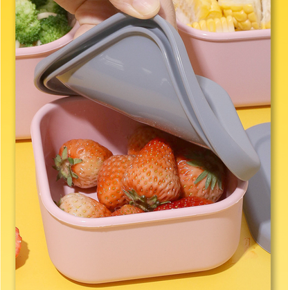 Purple 3-Piece Stackable Silicone Food Storage Container Set - Microwave Safe Lunch Boxes (300/700/1300ml) - Image 3