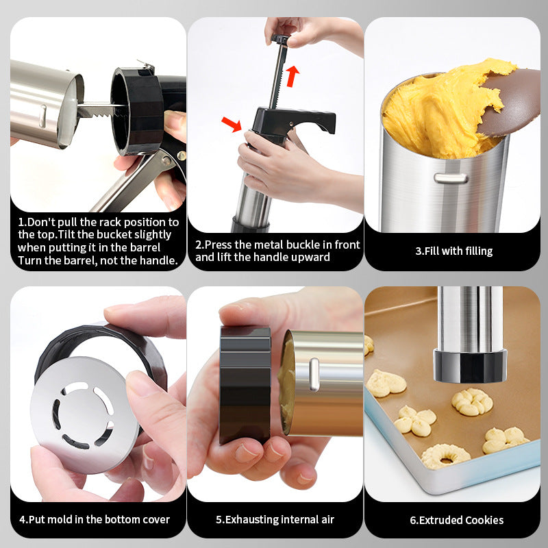 Black Deluxe Cookie Press & Icing Gun Set - 13 Discs & Multiple Nozzles for Baking & Decorating - Image 4