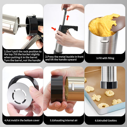 Black Deluxe Cookie Press & Icing Gun Set - 13 Discs & Multiple Nozzles for Baking & Decorating - Image 4
