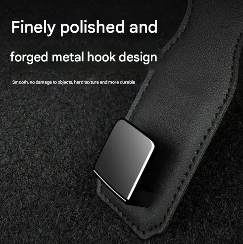 Coffee Heavy Duty Car Headrest Hooks (Set of 4 Units) - PU Leather Seat Back Organizer Hangers - Image 3