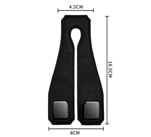 Coffee Heavy Duty Car Headrest Hooks (Set of 4 Units) - PU Leather Seat Back Organizer Hangers - Image 5
