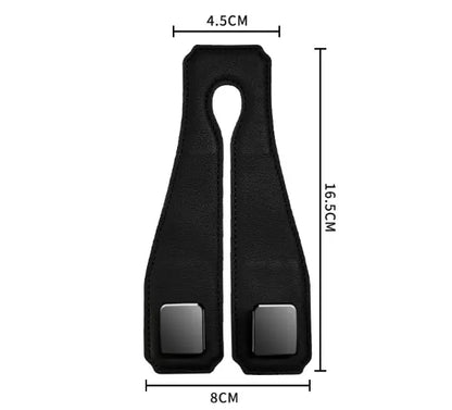 Coffee Heavy Duty Car Headrest Hooks (Set of 4 Units) - PU Leather Seat Back Organizer Hangers - Image 5