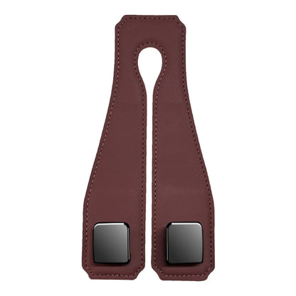 Red Brown Heavy Duty Car Headrest Hooks (Set of 4 Units) - PU Leather Seat Back Organizer Hangers