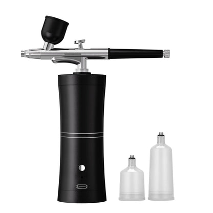 Black Portable Oxygen Infusion Airbrush - Facial Mist Sprayer for Hydration & Skincare