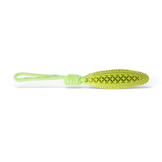 Green Star Long Olive Durable Cotton Rope Dog Toy Set (2-Pack) - Chew, Tug & Treat Dispensing Ball for Dental Health