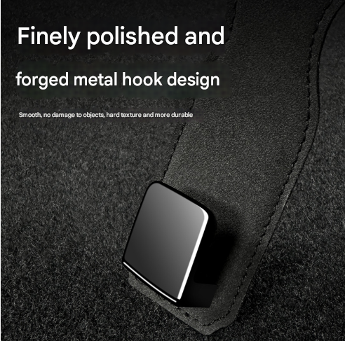 Black Premium PU Leather Car Headrest Hooks (Set of 4) - Stylish Seat Back Organizer Hangers - Image 2