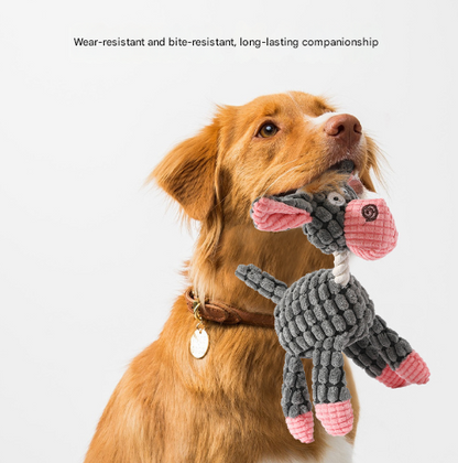 3pcs Brown Goofy Plush Donkey Squeaky Dog Toy - Large Interactive Chew & Cuddle Buddy - Image 2