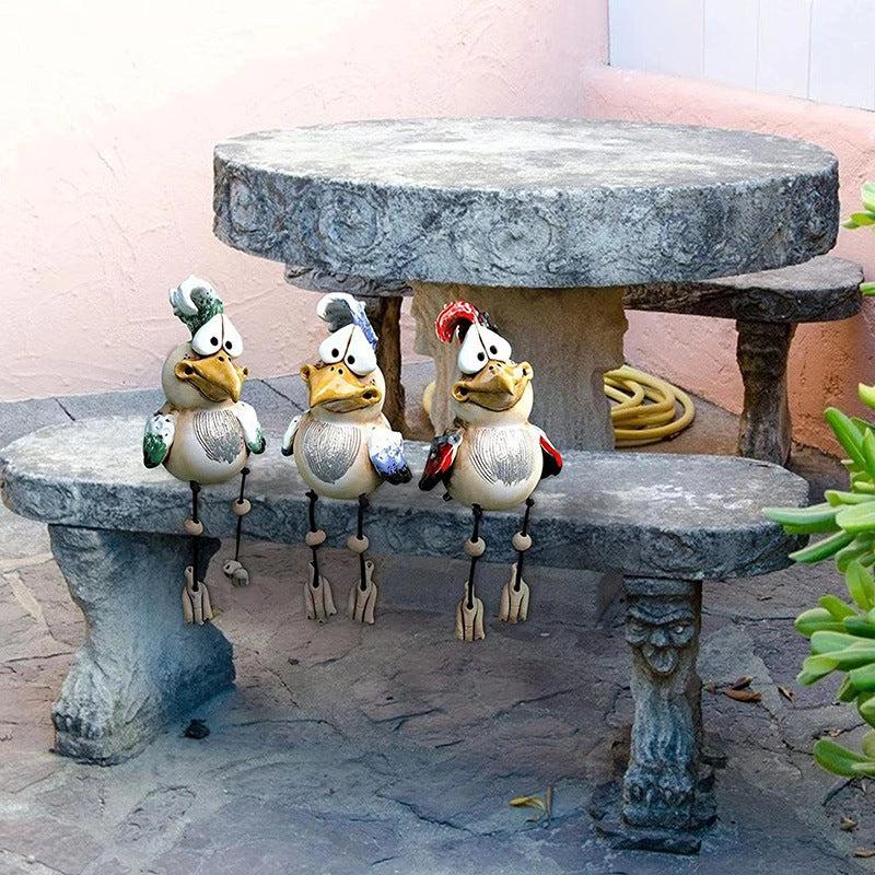Red Quirky Resin Rooster Figurine Set (2-Pack) - Novelty Chicken Home Decor Ornaments - Image 4