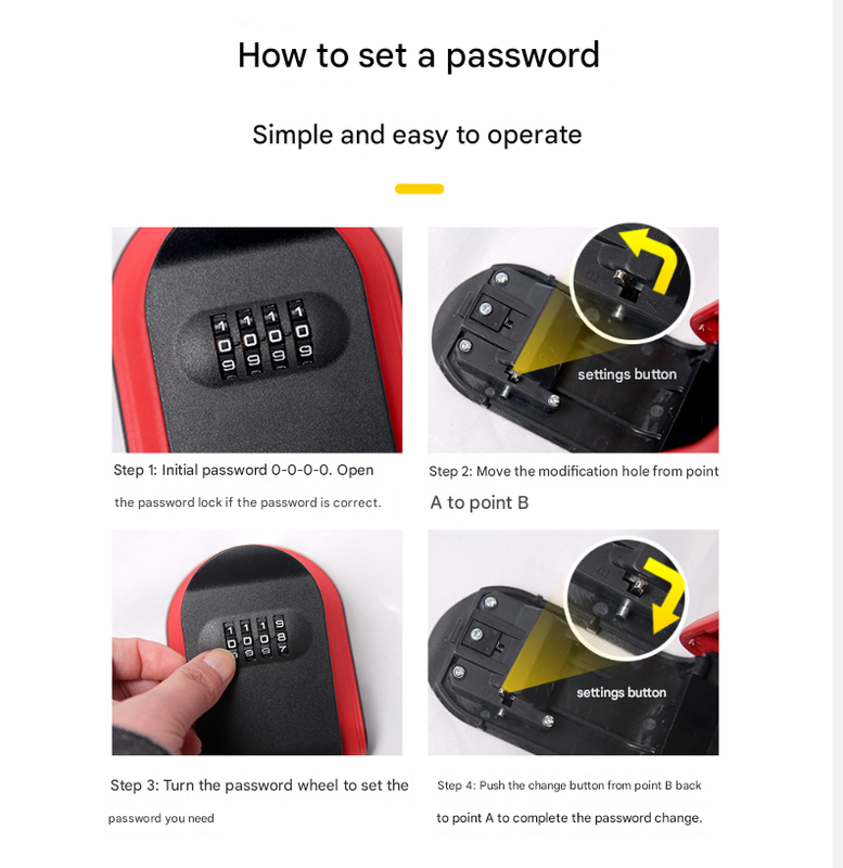 Red 3PCS Wall Mount Plastic Combination Key Lock Box - Secure Key Safe Storage Box - Image 4