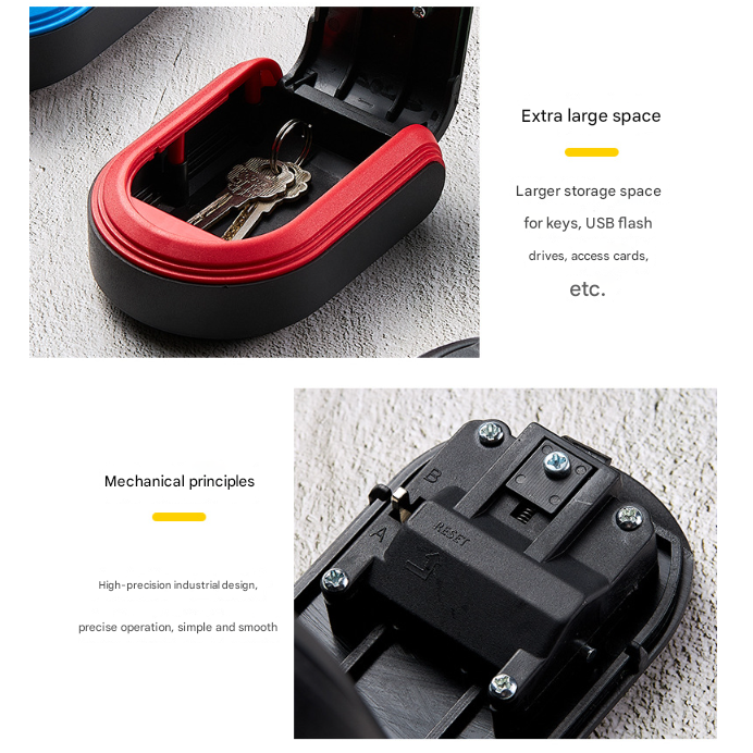 Blue 3PCS Wall Mount Plastic Combination Key Lock Box - Secure Key Safe Storage Box - Image 3