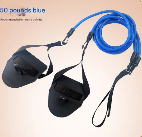 Blue Flippers [Training Stroke] [50lbs] Swim Resistance Band Trainer - Dry-Land Arm Strength & Stroke Exercise Cords