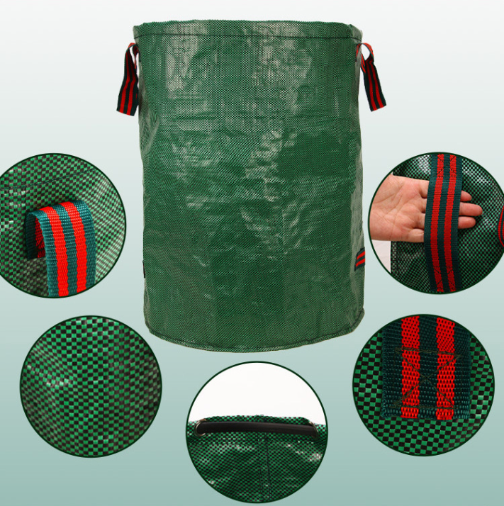 400L(Calibre80*80cm) Heavy Duty Collapsible Garden Waste Bags (Set of 2) - Large Reusable Yard Leaf Bin