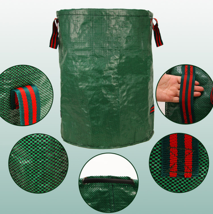 500L(Calibre80*100cm) Heavy Duty Collapsible Garden Waste Bags (Set of 2) - Large Reusable Yard Leaf Bin