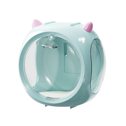 2PCS Blue Cute Magnetic Display Case - Dustproof 'Space Capsule' Box for Figures & Collectibles