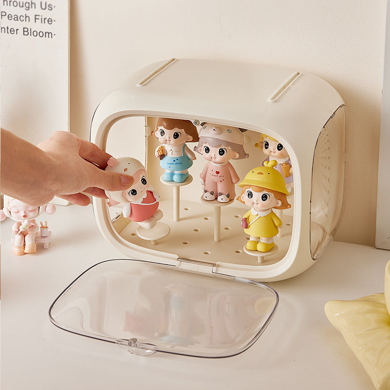 Cream White With Lamp Wall Mount & Desktop Blind Box Display Case - Clear Dustproof Storage Organizer for Collectibles & Figures - Image 2