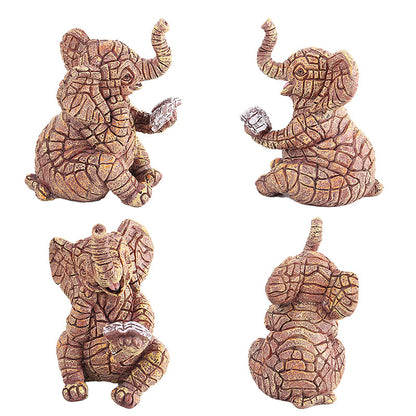 2 PCS Textured Resin Elephant Figurine - Decorative Stone-Look Statue for Home & Garden Decor - Image 2