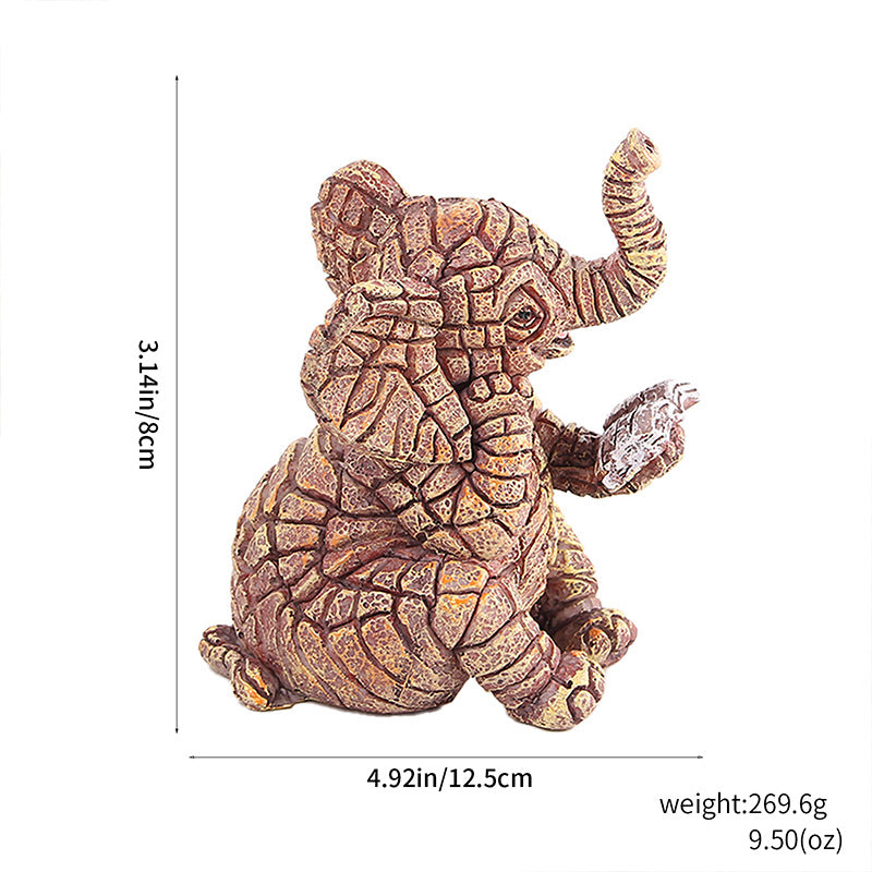 2 PCS Textured Resin Elephant Figurine - Decorative Stone-Look Statue for Home & Garden Decor - Image 3