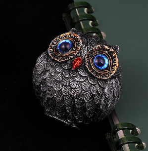 3Pcs Blue Small Decorative Resin Owl Figurine - Textured Statue with Blue Eyes - Image 3