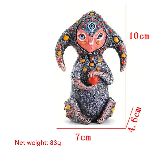 3PCS Two Eyes Fantasy Three-Eyed Alien Figurine Set - 3 Piece Resin Sculptures for Home & Garden Decor - Image 2