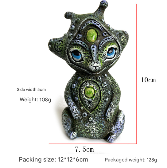 3PCS Three Eyes Fantasy Three-Eyed Alien Figurine Set - 3 Piece Resin Sculptures for Home & Garden Decor - Image 2