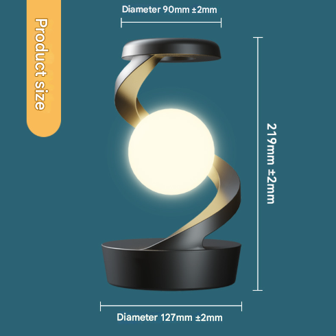 Grey-Black Modern Levitating LED Desk Lamp with Wireless Phone Charger - Spiral Design Atmosphere Light - Image 3