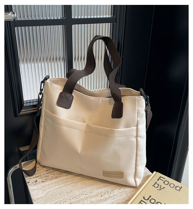 Stylish white canvas tote bag with detachable shoulder strap - Image 2