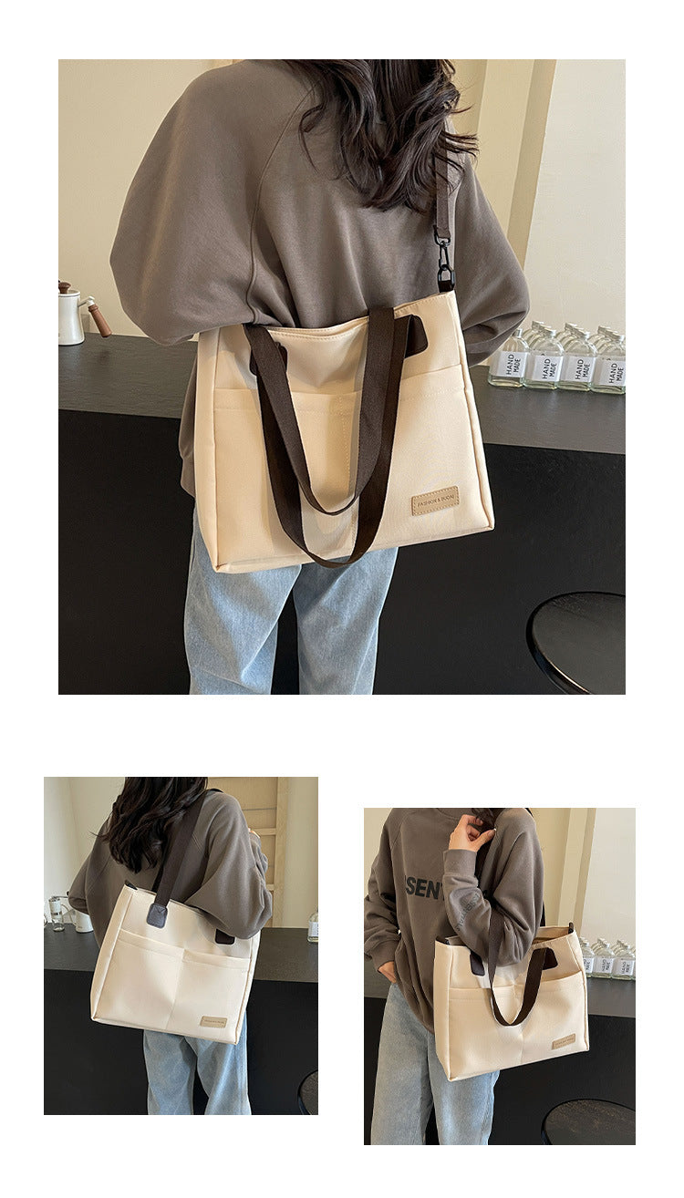 Stylish white canvas tote bag with detachable shoulder strap - Image 3