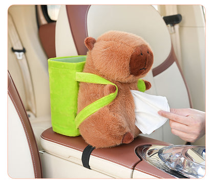 Cute Capybara Tissue Holder for Car - Plush Toy with Storage - Image 3