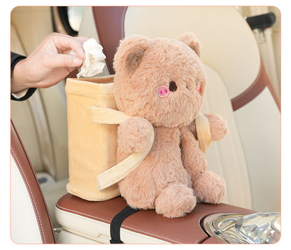 Cute Cloud Bear Tissue Holder for Car - Plush Toy with Storage - Image 2