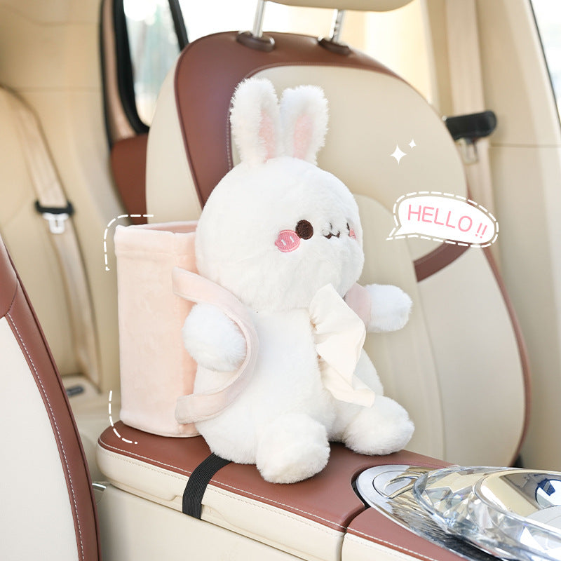 Cute Cloud Rabbit Tissue Holder for Car - Plush Toy with Storage - Image 3