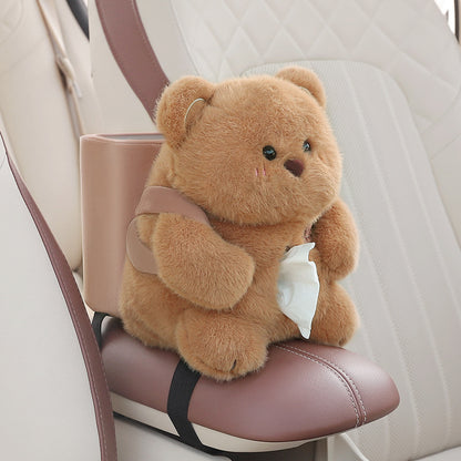 Adorable Bear Tissue Holder for Car - Plush Toy with Storage - Image 2