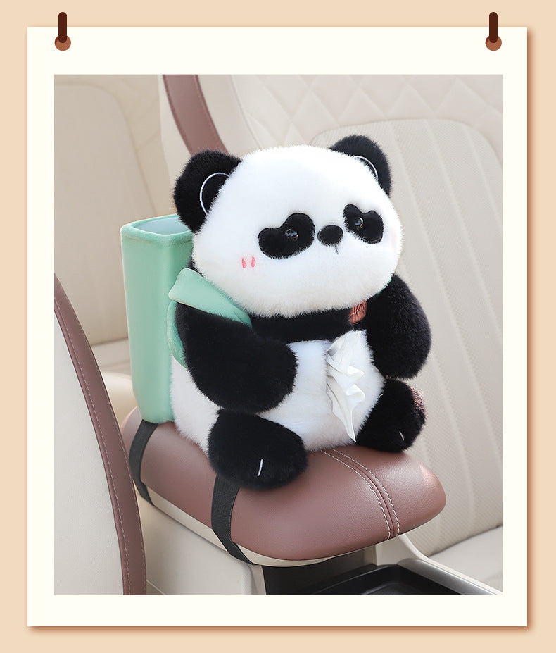 Adorable Panda Tissue Holder for Car - Plush Toy with Storage - Image 2