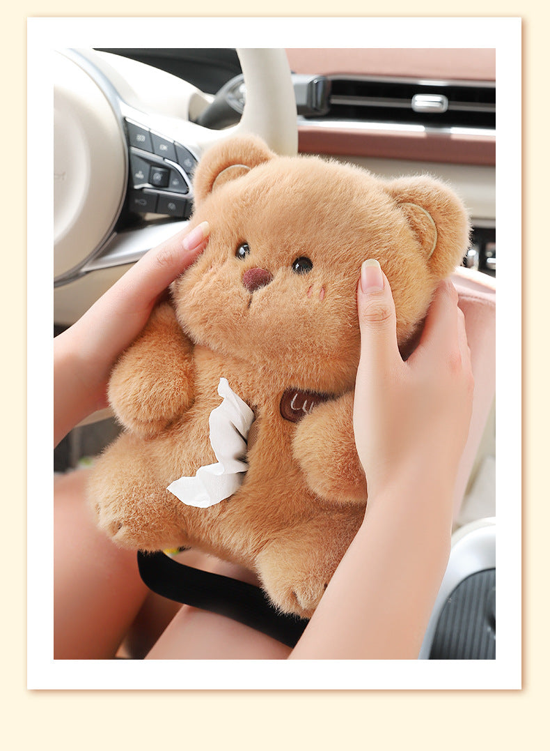 Adorable Pink Pig Tissue Holder for Car - Plush Toy with Storage - Image 4